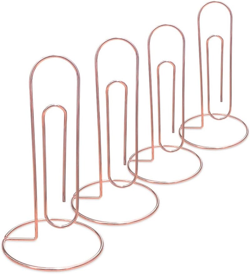 XyviLokit 4 Pack Large Paper Clip Memo Holder for Desk,Letter Holder,Paper Stand for Desk,Letter & Bill Storage,Mail Organizer Office Accessories Desktop Message Office Decor (Rose Gold) - Image 2